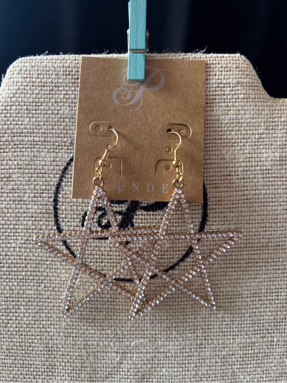Plunder Rose Gold Star Crystal Drop Earrings